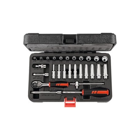 Holex 1/4 inch Drive Socket Set, 6 pt, 27 Pieces 630045 27